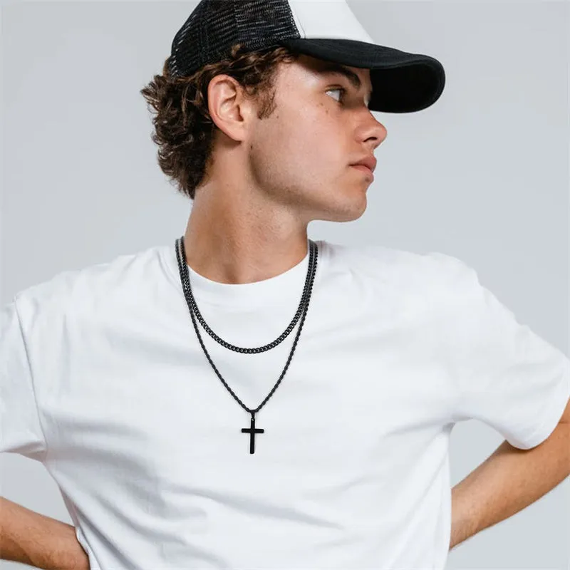 Stainless Steel Cross Pendant Necklace for Men