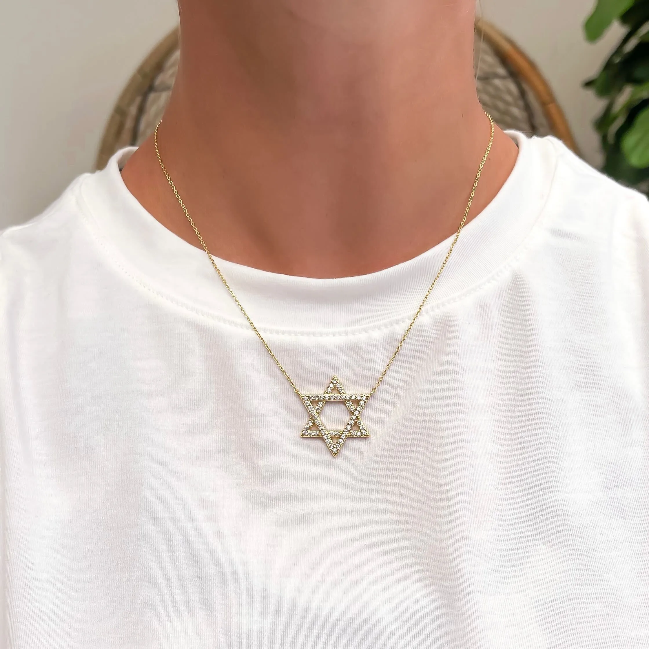 Star of David Cubic Zirconia Pendant Necklaces