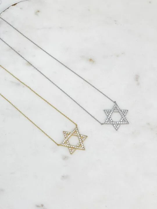 Star of David Cubic Zirconia Pendant Necklaces