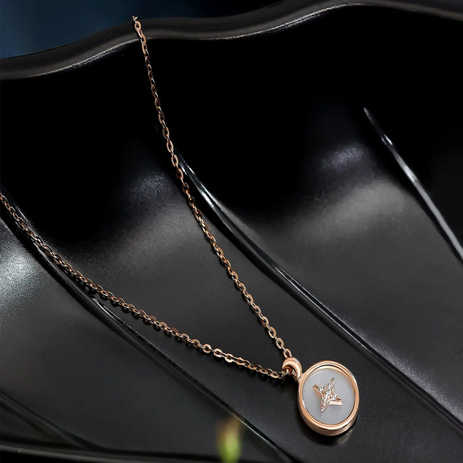 Star Pendant Necklace for Women – 925 Sterling Silver Rose Gold Plated