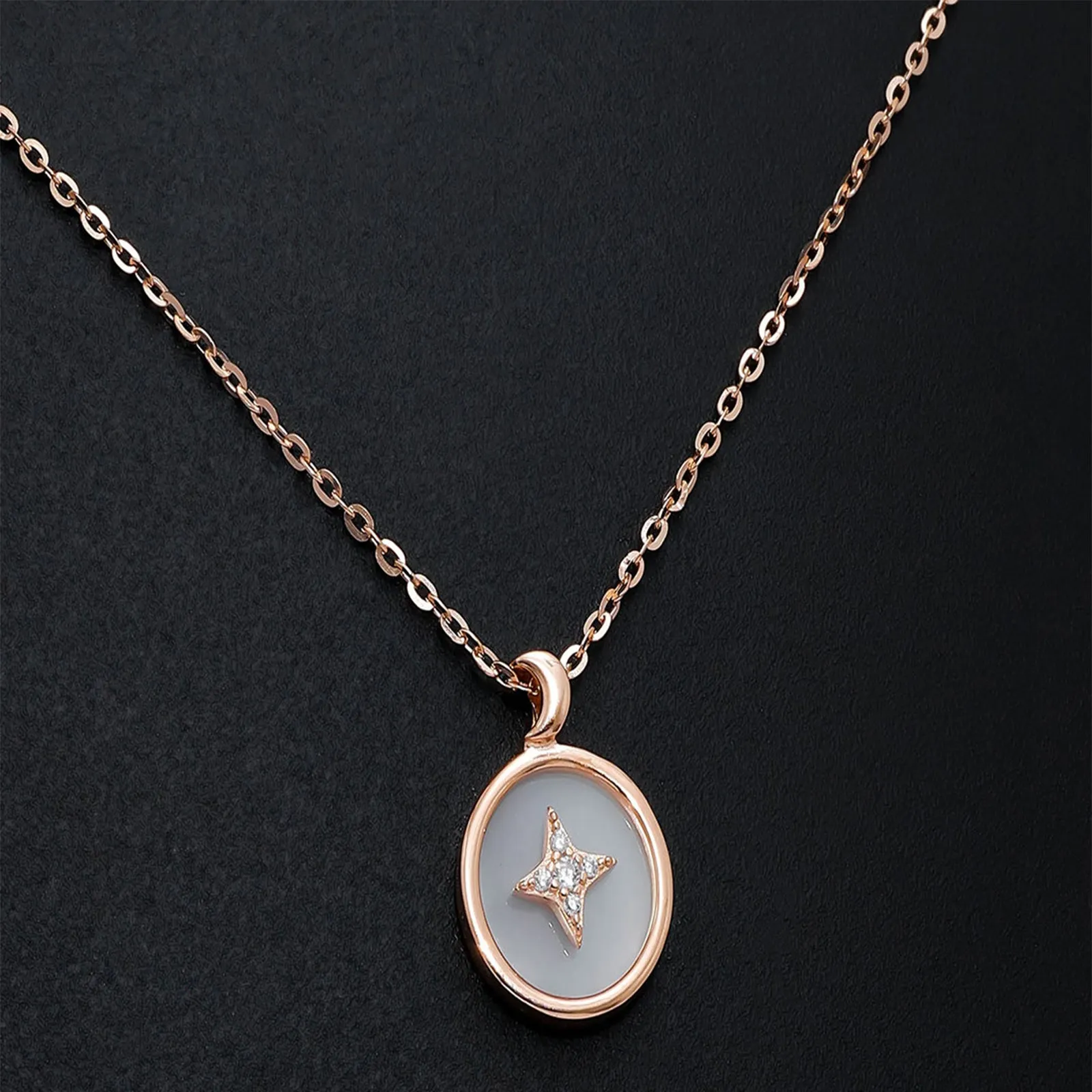 Star Pendant Necklace for Women – 925 Sterling Silver Rose Gold Plated
