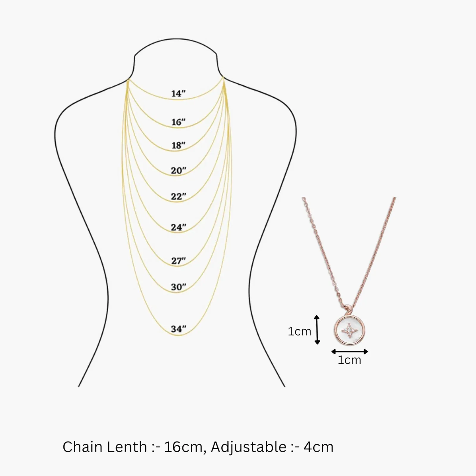 Star Pendant Necklace for Women – 925 Sterling Silver Rose Gold Plated