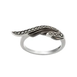 Stardust Pavé Swan Feather Sterling Silver Ring