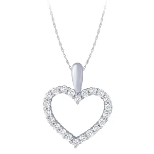 Sterling Silver 1/4Ctw Dia Heart Outline Pendant