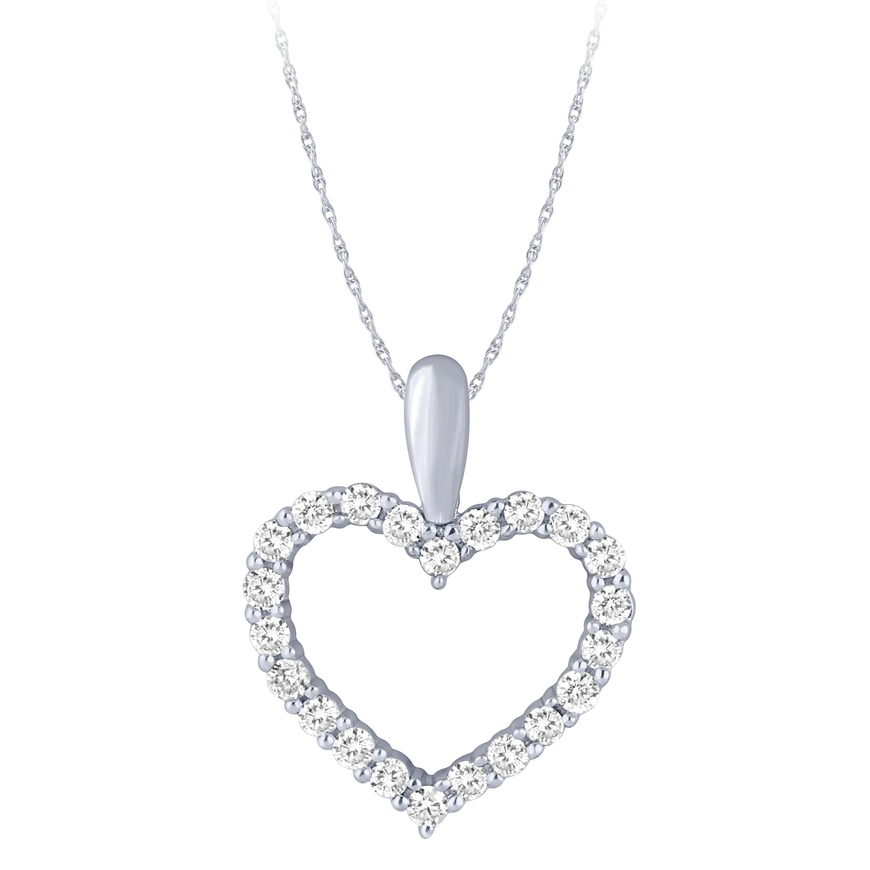 Sterling Silver 1/4Ctw Dia Heart Outline Pendant
