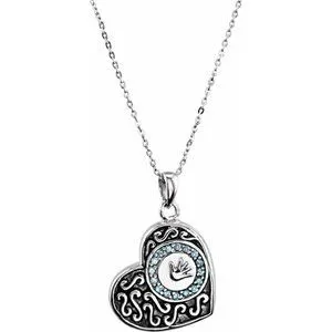Sterling Silver 1.5 mm Round Blue Cubic Zirconia Ash Holder 18" Necklace