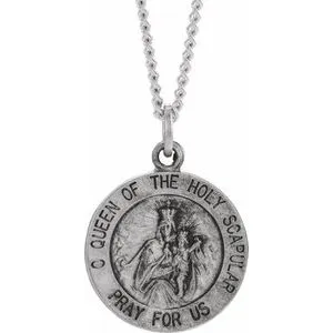 Sterling Silver 15 mm Round Scapular 18" Necklace