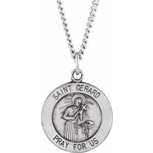 Sterling Silver 15 mm St. Gerard Medal Necklace
