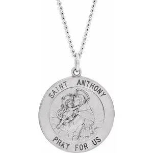 Sterling Silver 25 mm St. Anthony Medal Necklace