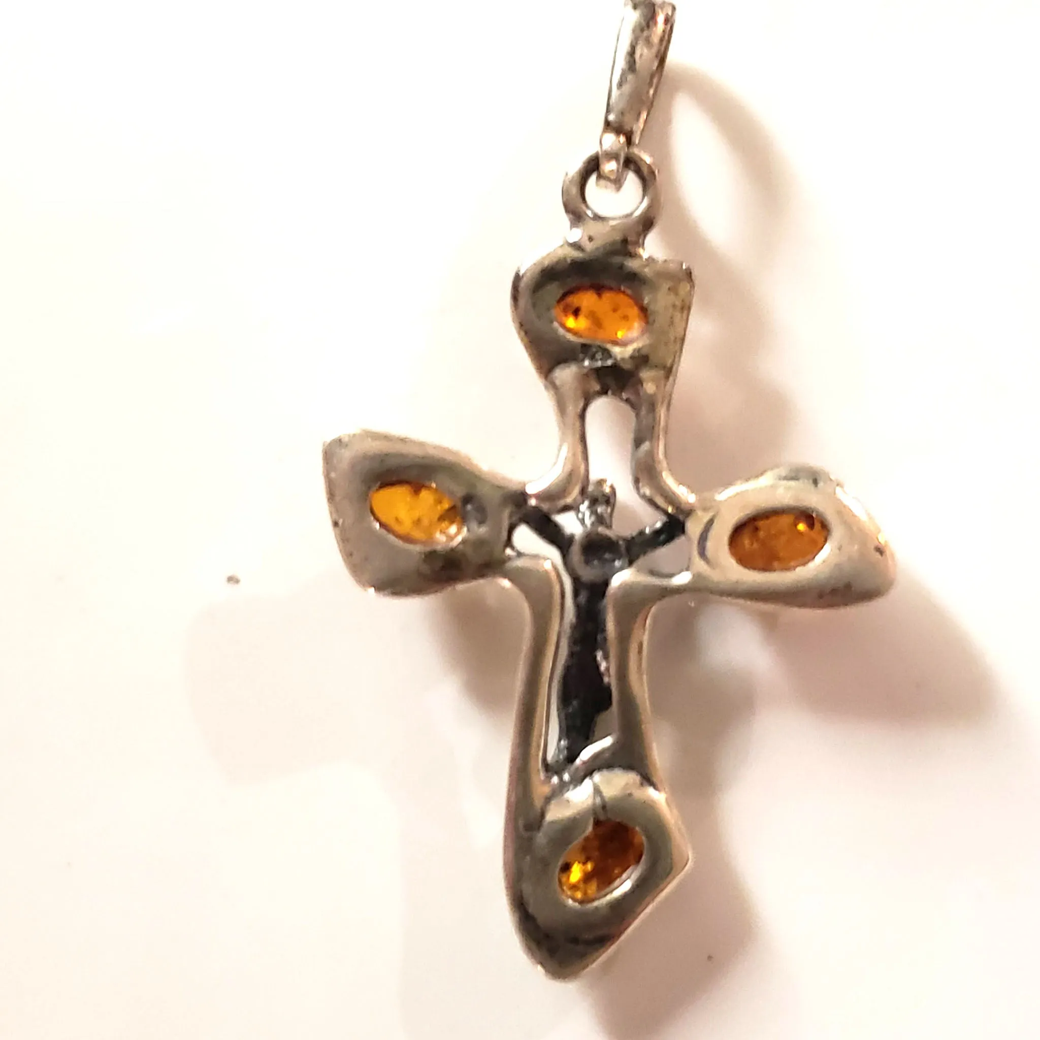 Sterling Silver Amber Cross for Men and Women