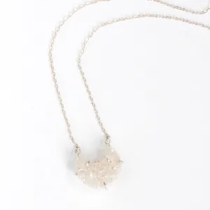Sterling Silver & Agate Druzy Moon Necklaces - Rockhaus Metals