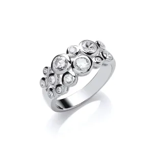 Sterling Silver & Cubic Zirconia Midi Bubble Ring