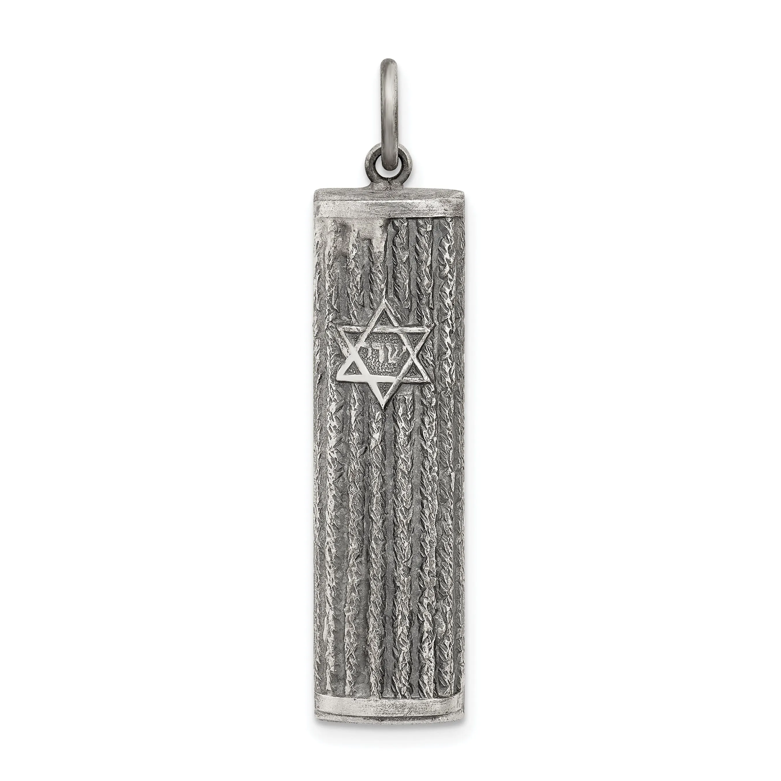 Sterling Silver Antiqued Mezuzah Pendant