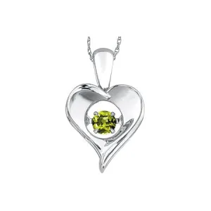 Sterling Silver (August) Birthstone Dancing Peridot Heart Pendant