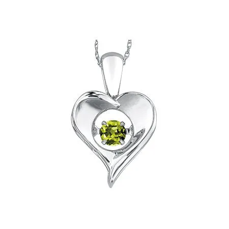 Sterling Silver (August) Birthstone Dancing Peridot Heart Pendant