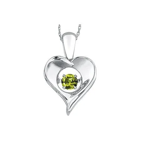 Sterling Silver (August) Birthstone Dancing Peridot Heart Pendant