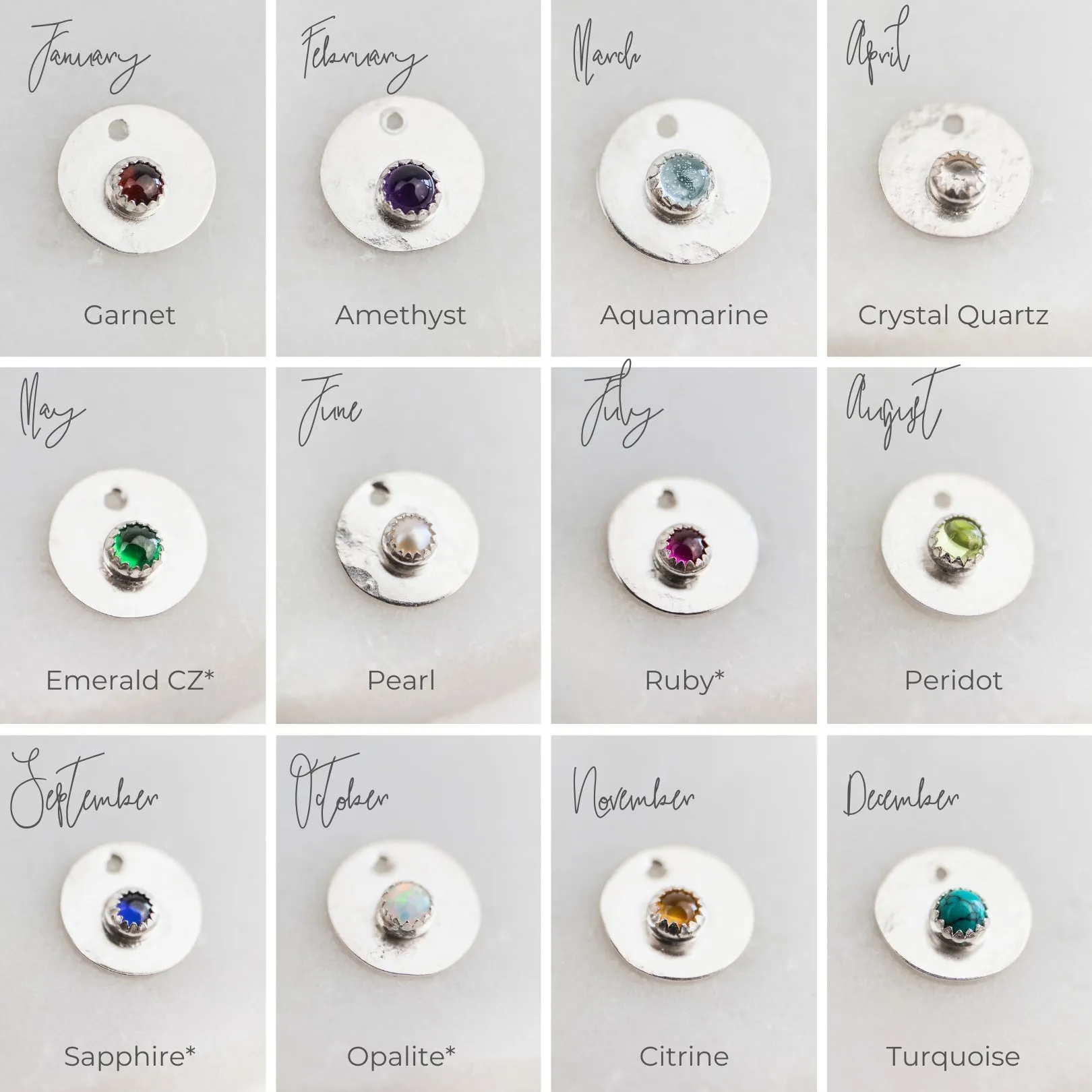Sterling Silver Birth Month Flower Drop Pendant