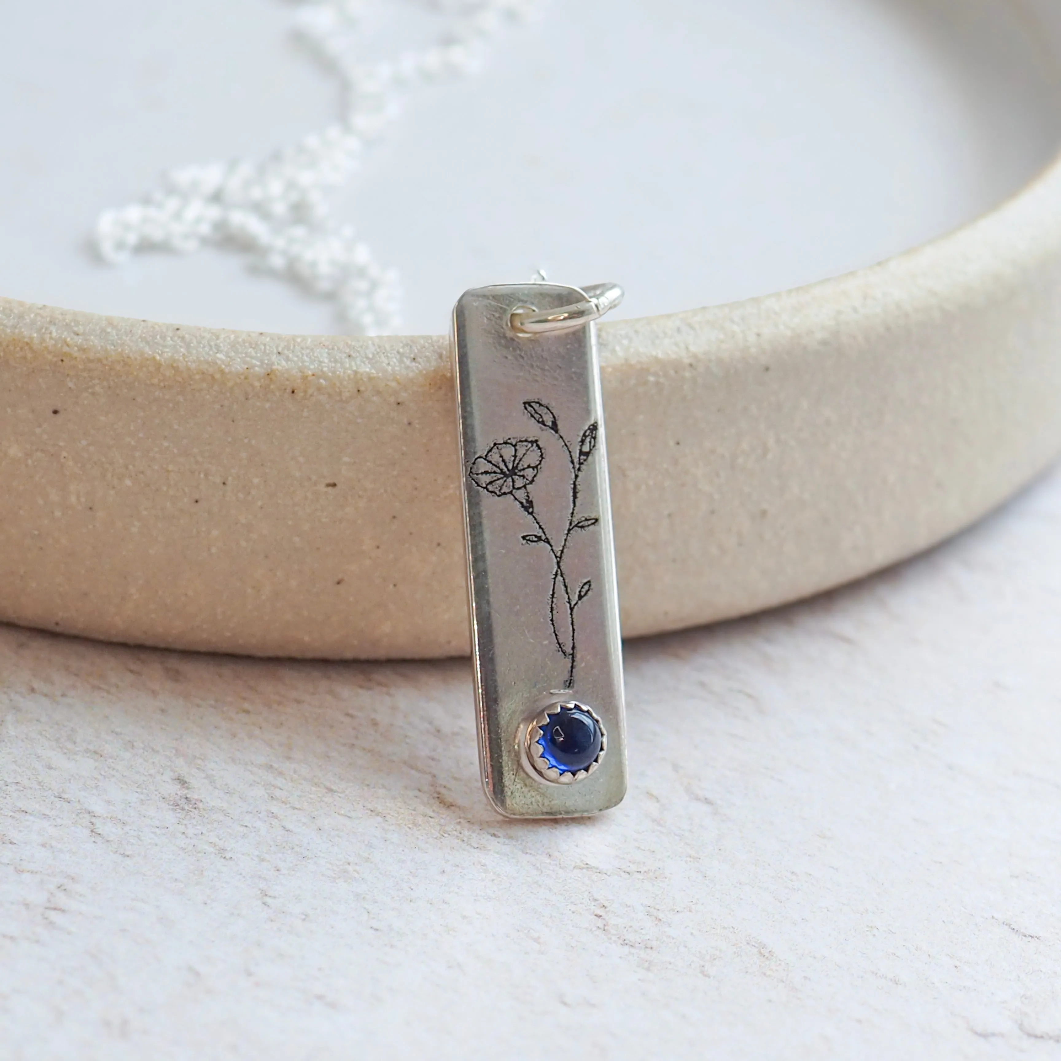 Sterling Silver Birth Month Flower Drop Pendant
