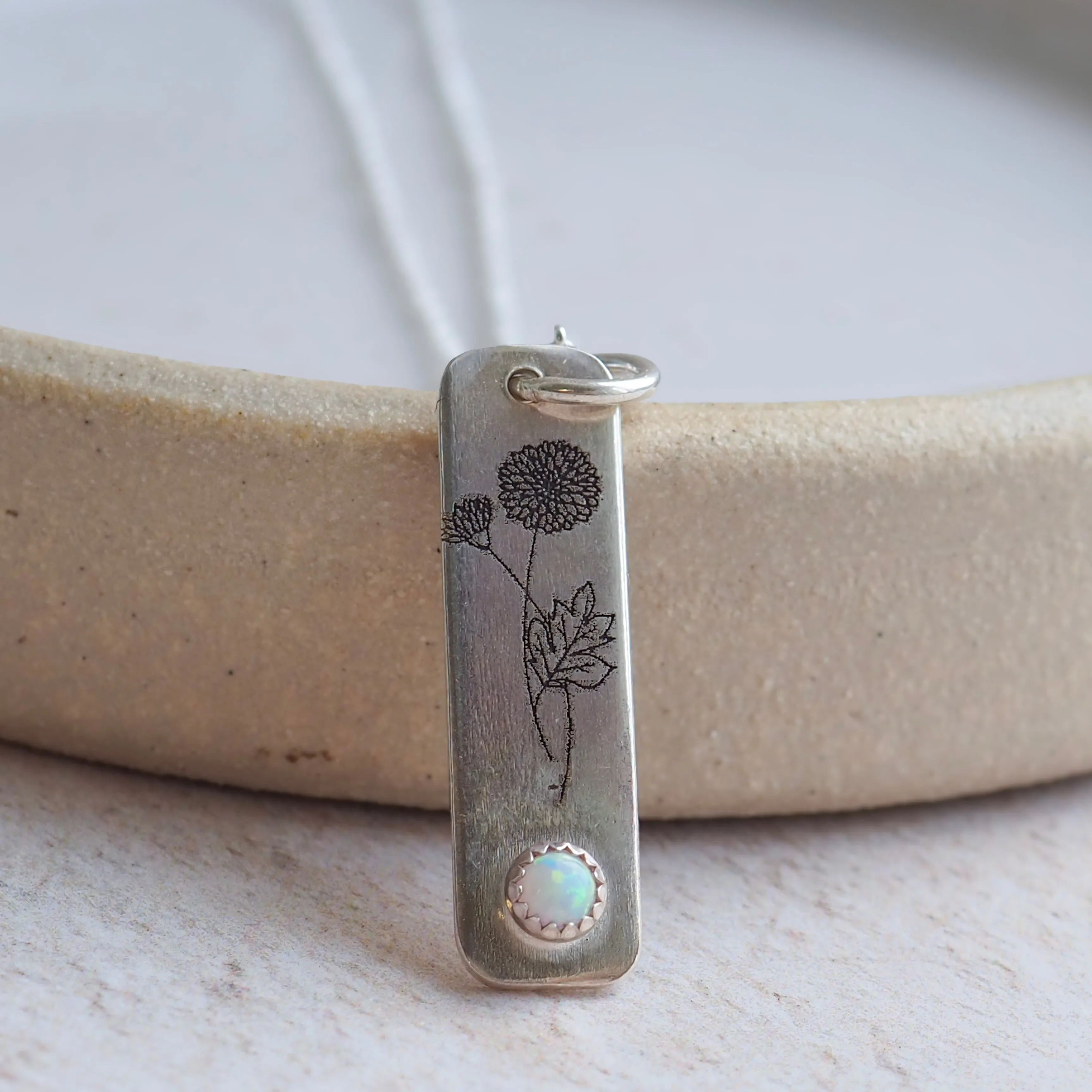 Sterling Silver Birth Month Flower Drop Pendant