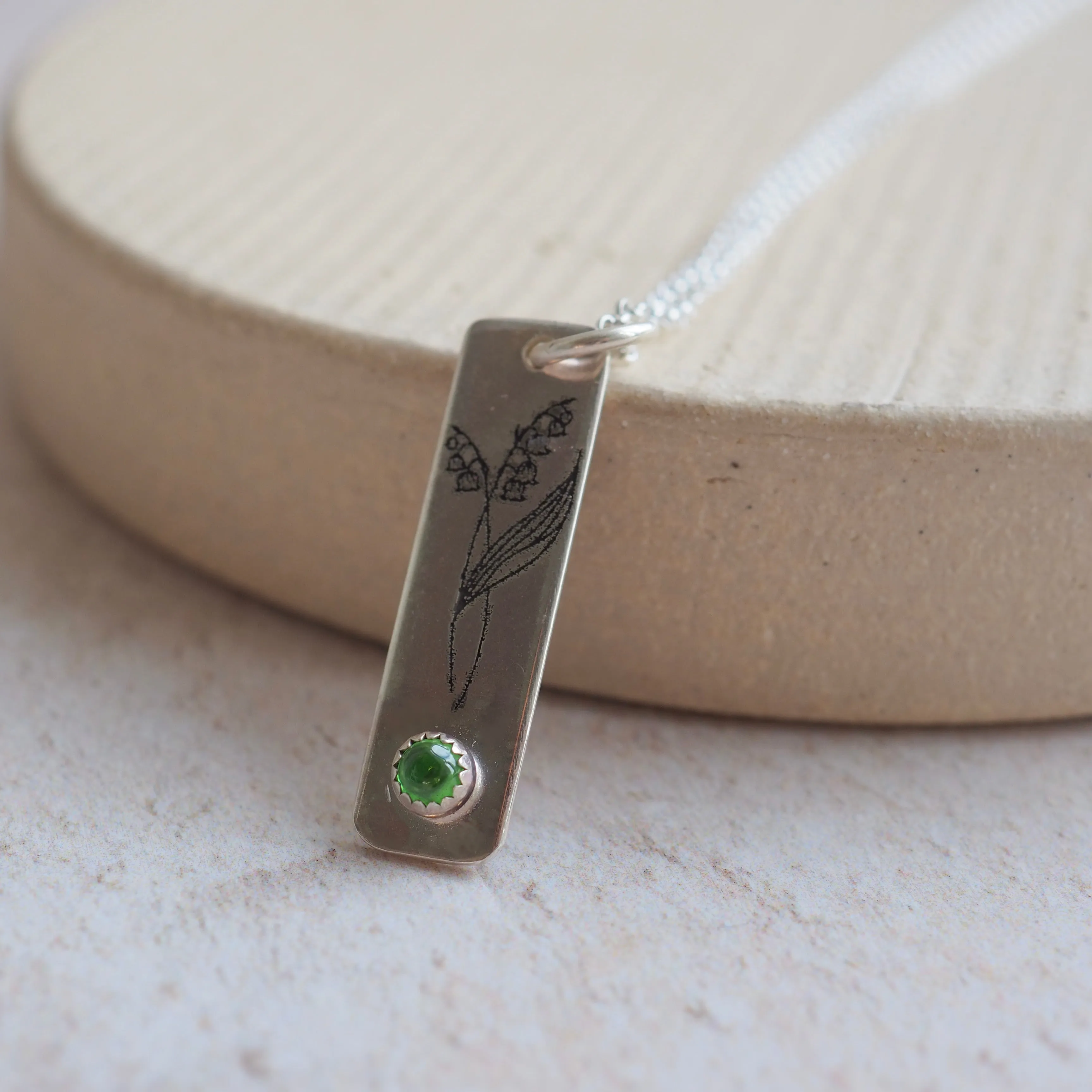 Sterling Silver Birth Month Flower Drop Pendant