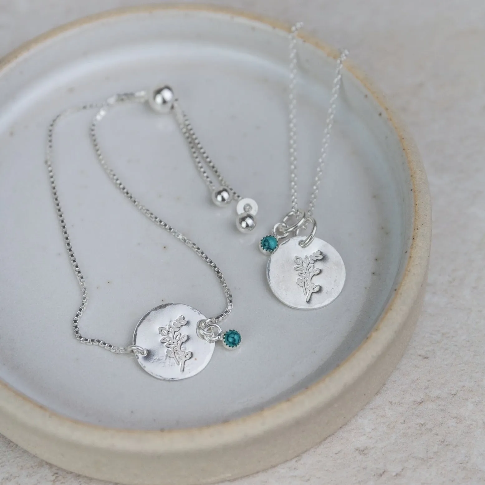 Sterling Silver Birth Month Flower with Birthstone Cluster Pendant
