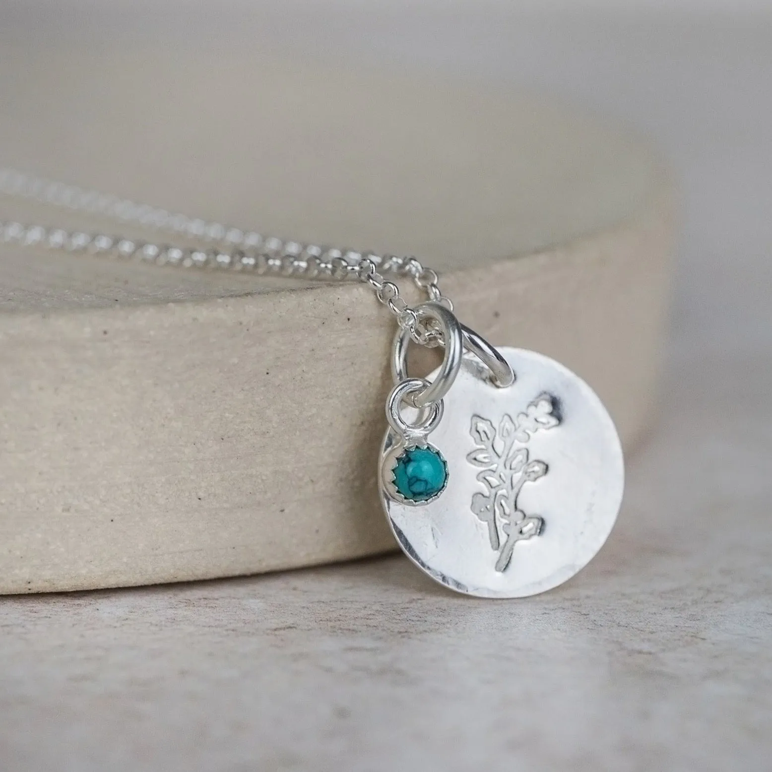 Sterling Silver Birth Month Flower with Birthstone Cluster Pendant