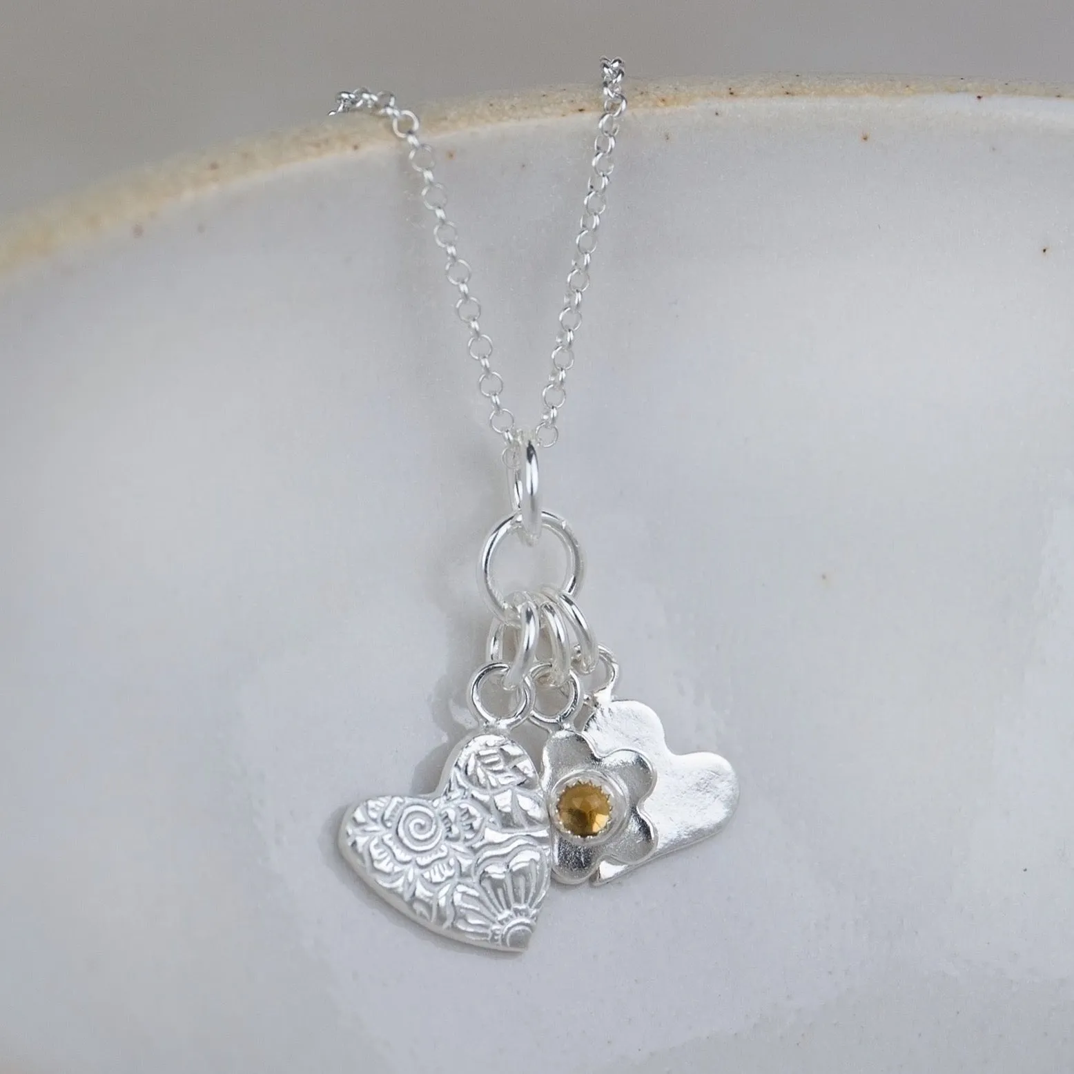Sterling Silver Birthstone Cluster Pendant