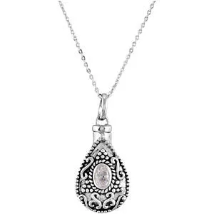 Sterling Silver Birthstone Tear Ash Holder Necklace