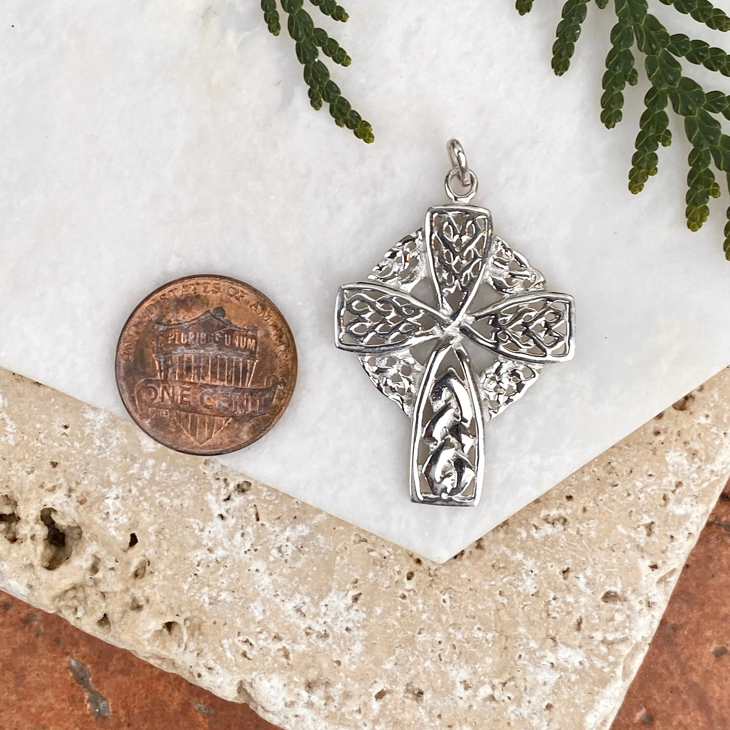 Sterling Silver Celtic Cross Pendant Charm