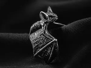 Sterling silver Chunky Heavy Gothic Bat Ring