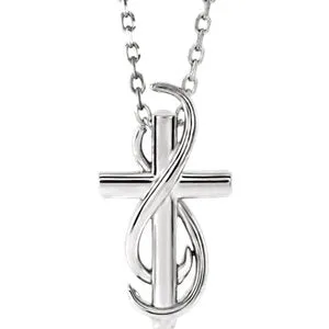 Sterling Silver Cross 16-18" Necklace