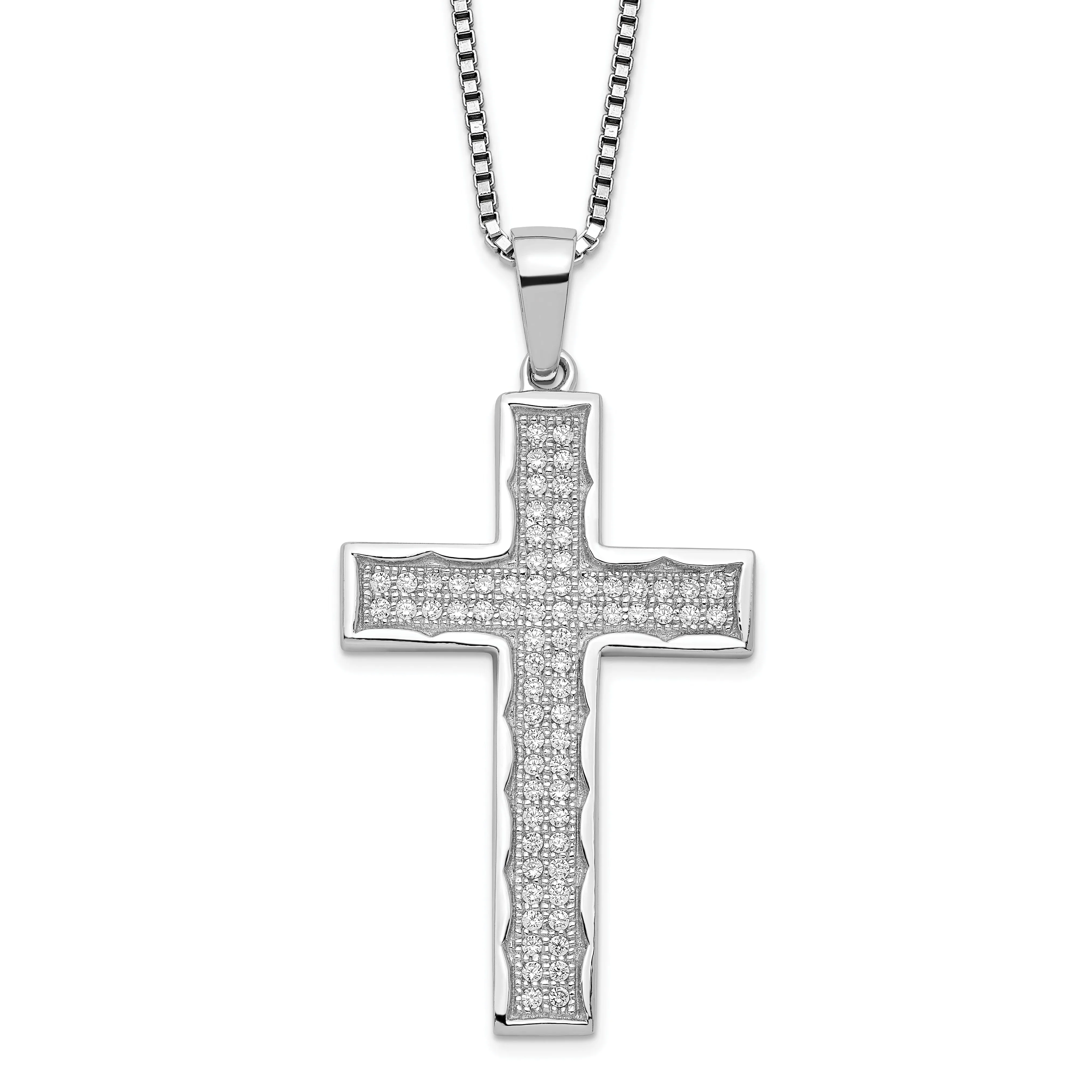 Sterling Silver Cubic Zirconia Cross Necklace