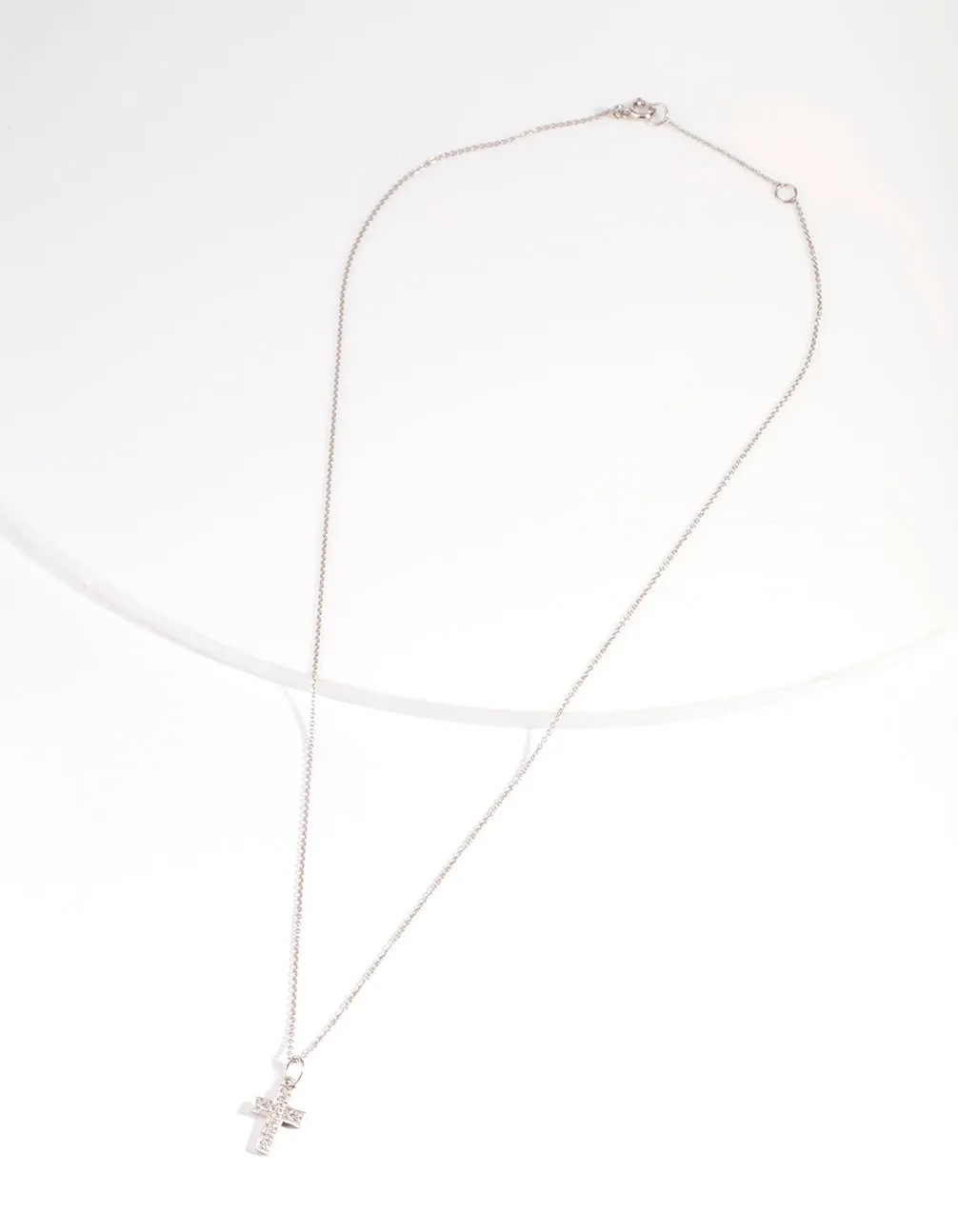 Sterling Silver Cubic Zirconia Pavé Cross Necklace