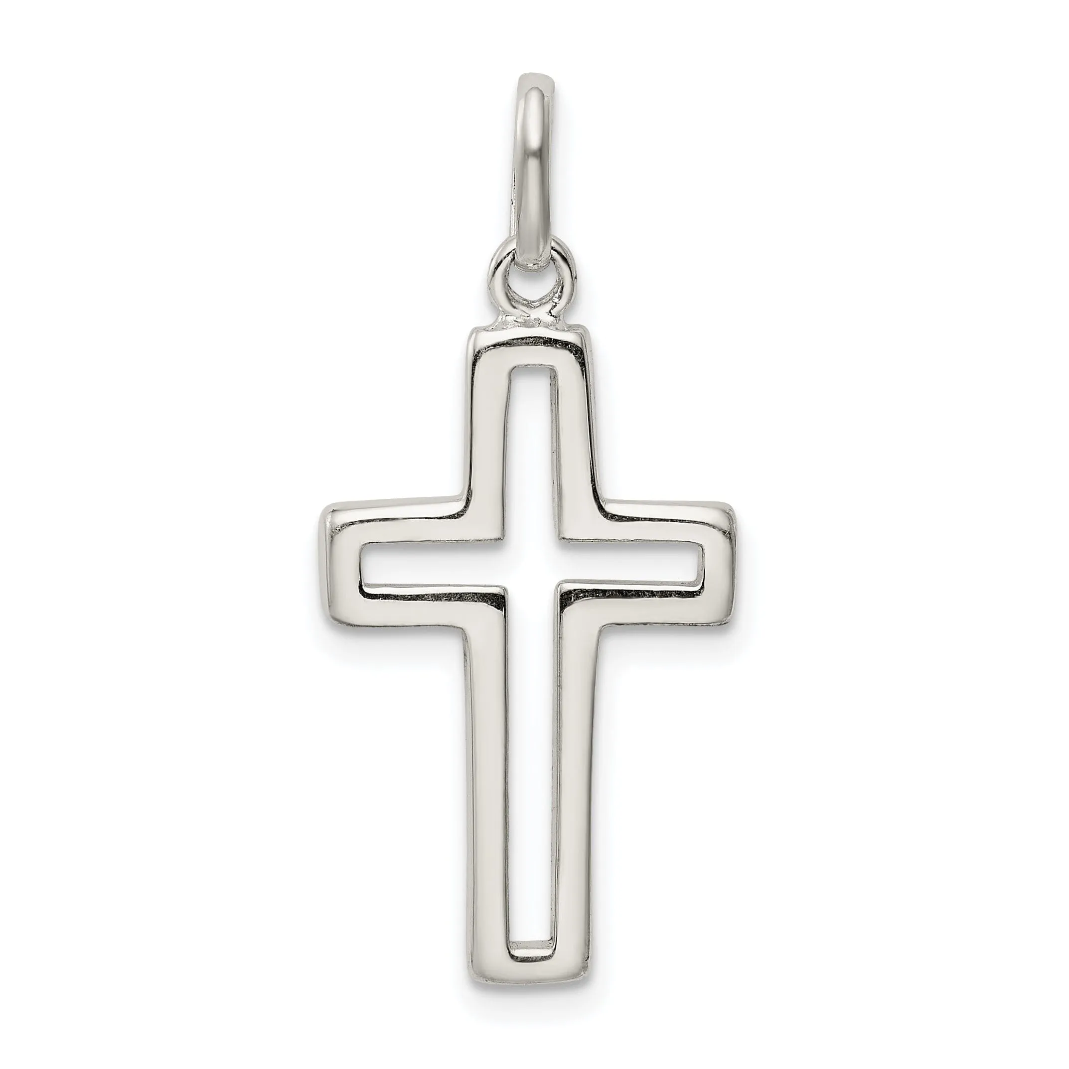 Sterling Silver Cut-out Cross Charm Pendant