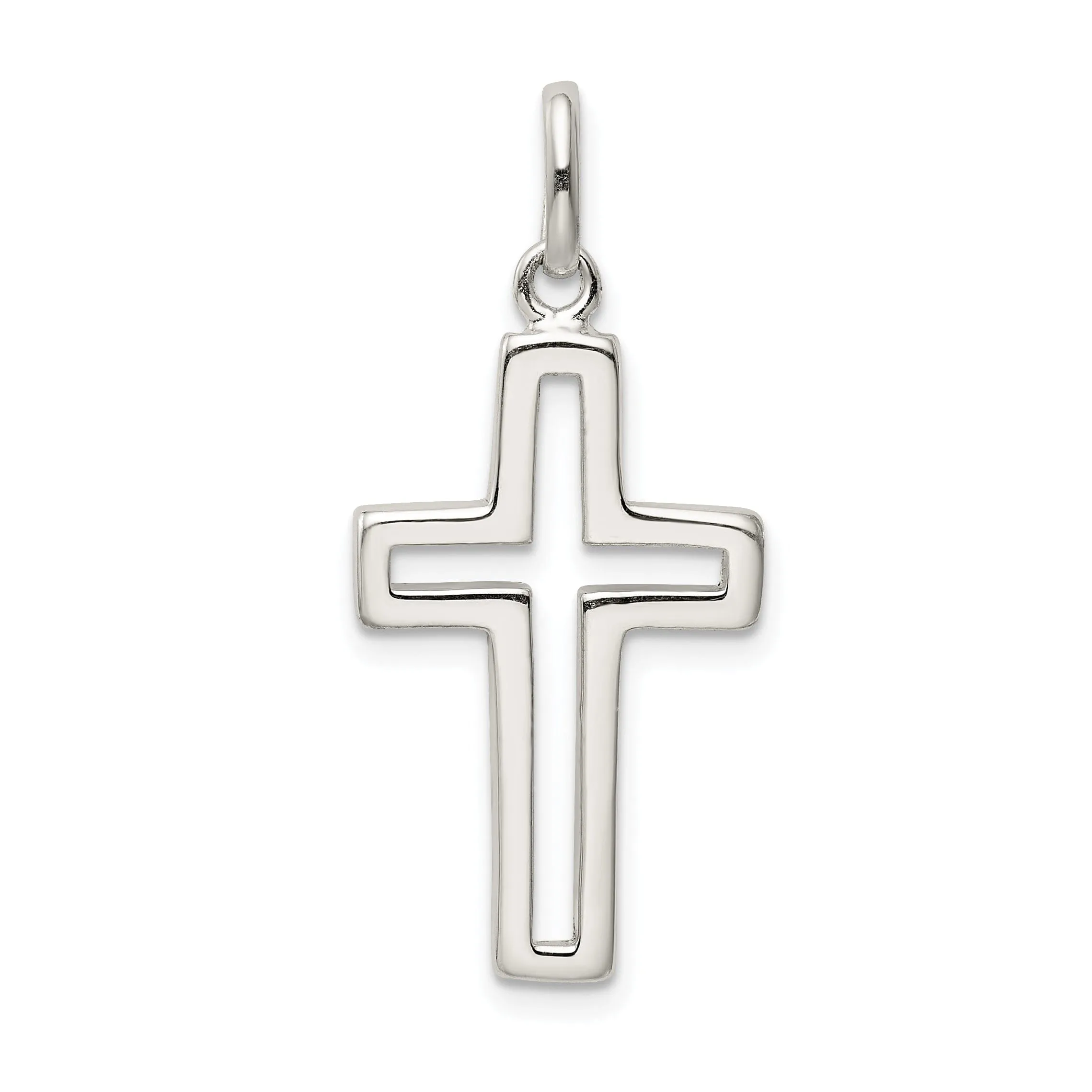 Sterling Silver Cut-out Cross Charm Pendant