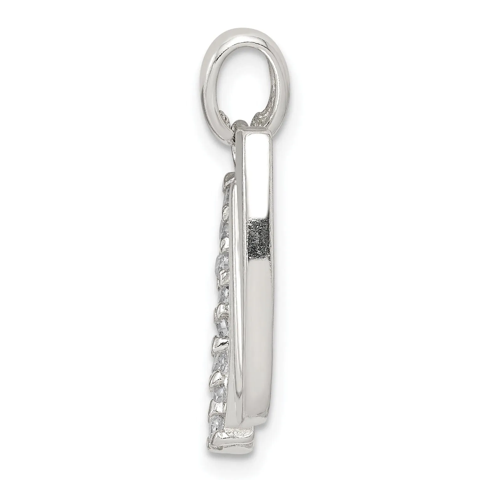 Sterling Silver CZ Initial W Charm Pendant
