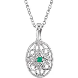 Sterling Silver Emerald 18" Necklace