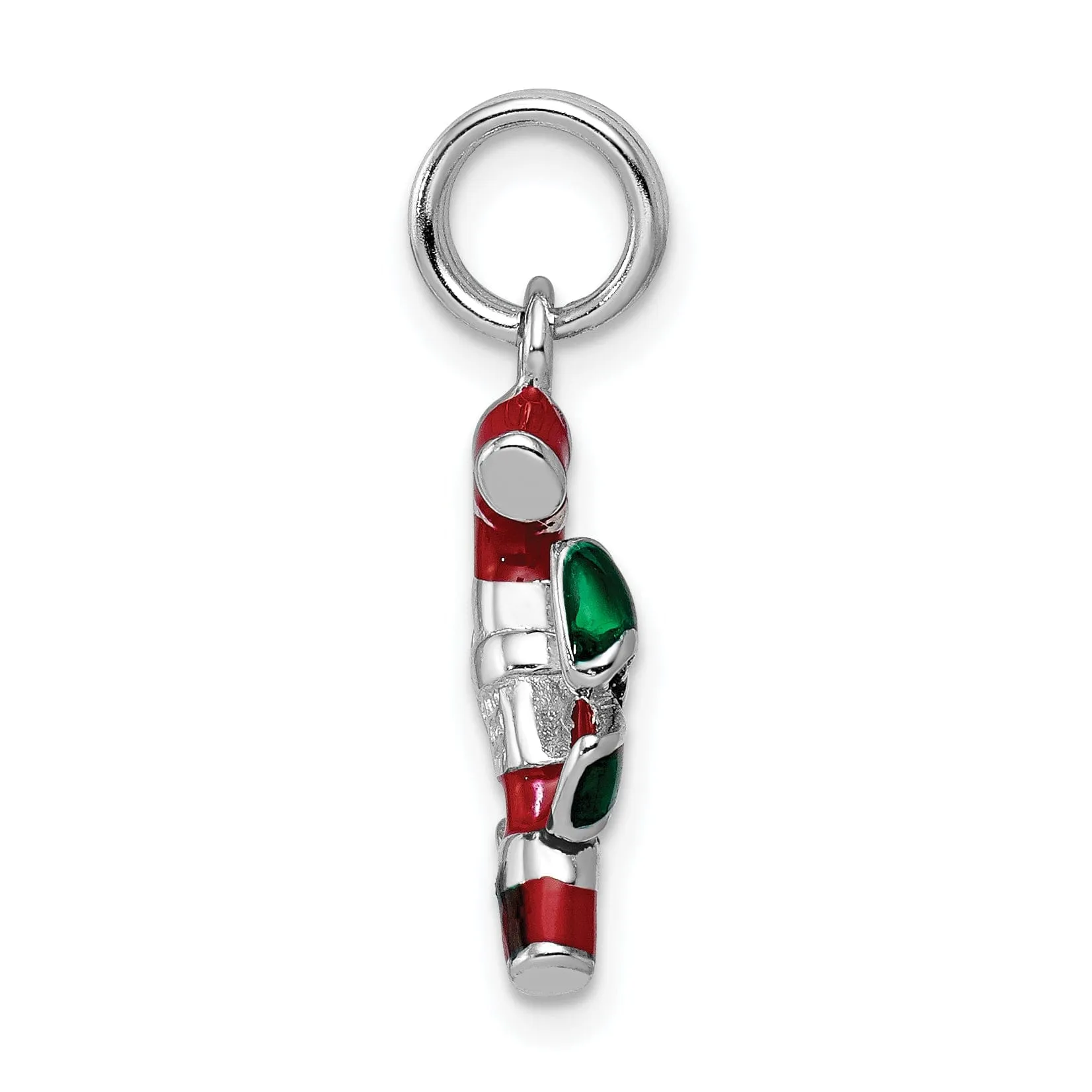 Sterling Silver Enamel Candy Cane Charm Pendant