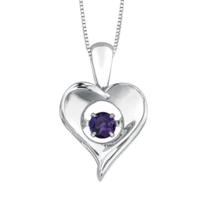 Sterling Silver (February) Birthstone Dancing Amethyst Heart Pendant