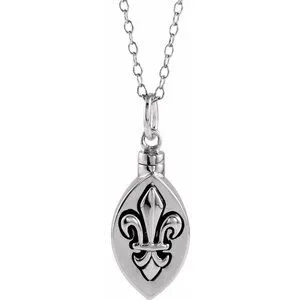 Sterling Silver Fleur-de-lis Ash Holder 18" Necklace