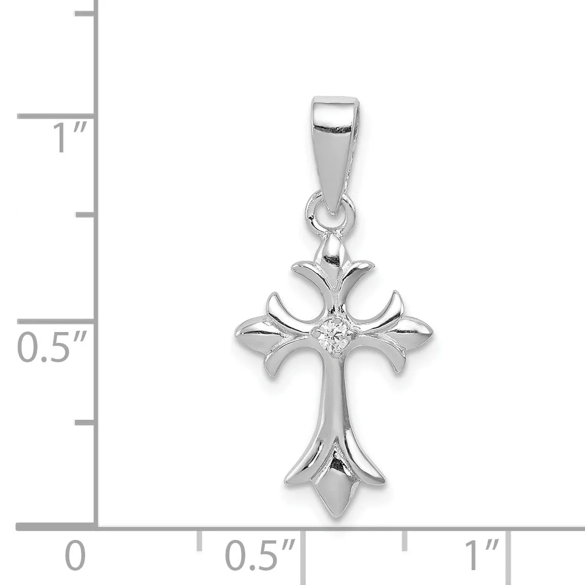 Sterling Silver Fleur De Lis Cross Pendant