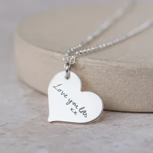 Sterling Silver Handwriting Heart Pendant