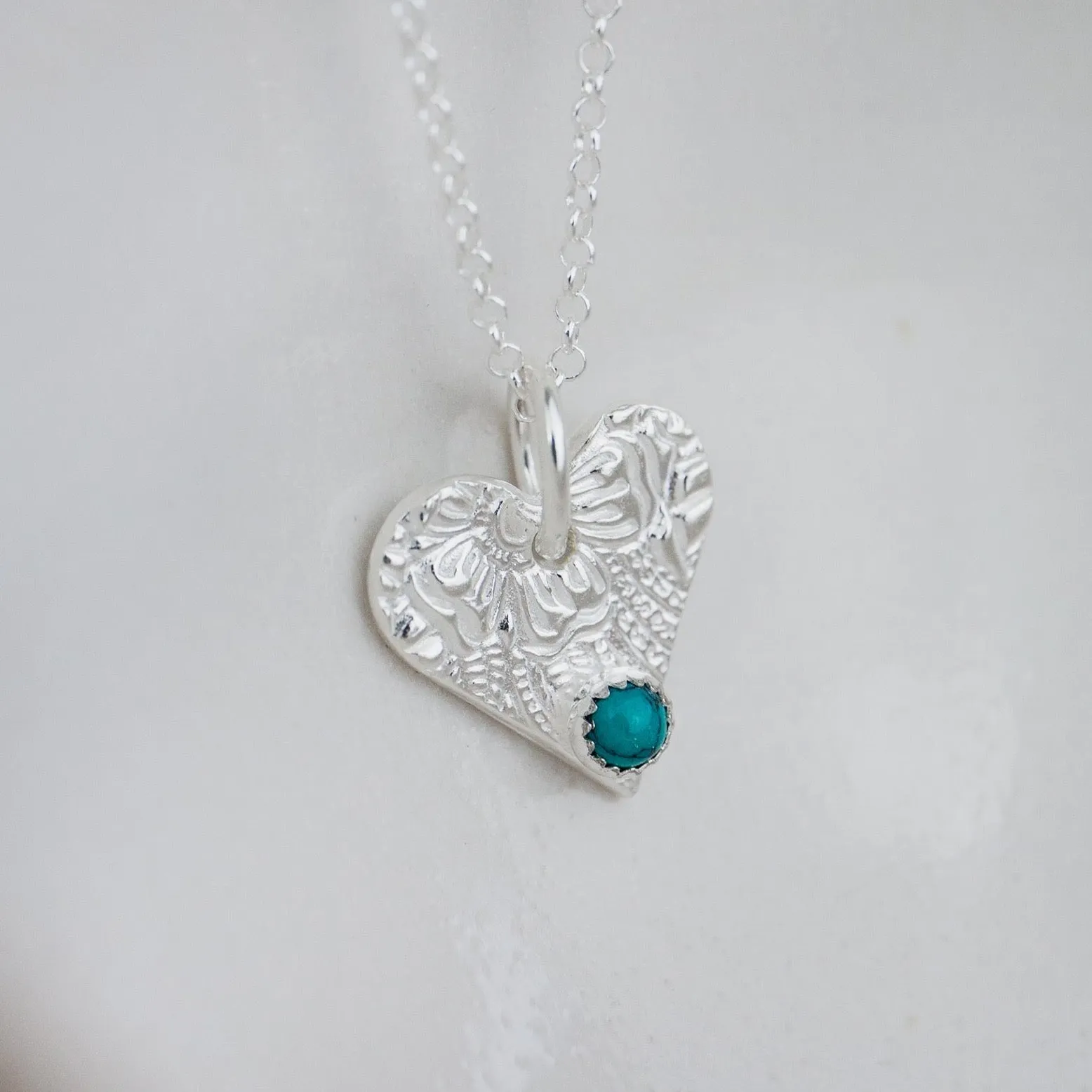 Sterling Silver Heart Charm Birthstone Pendant