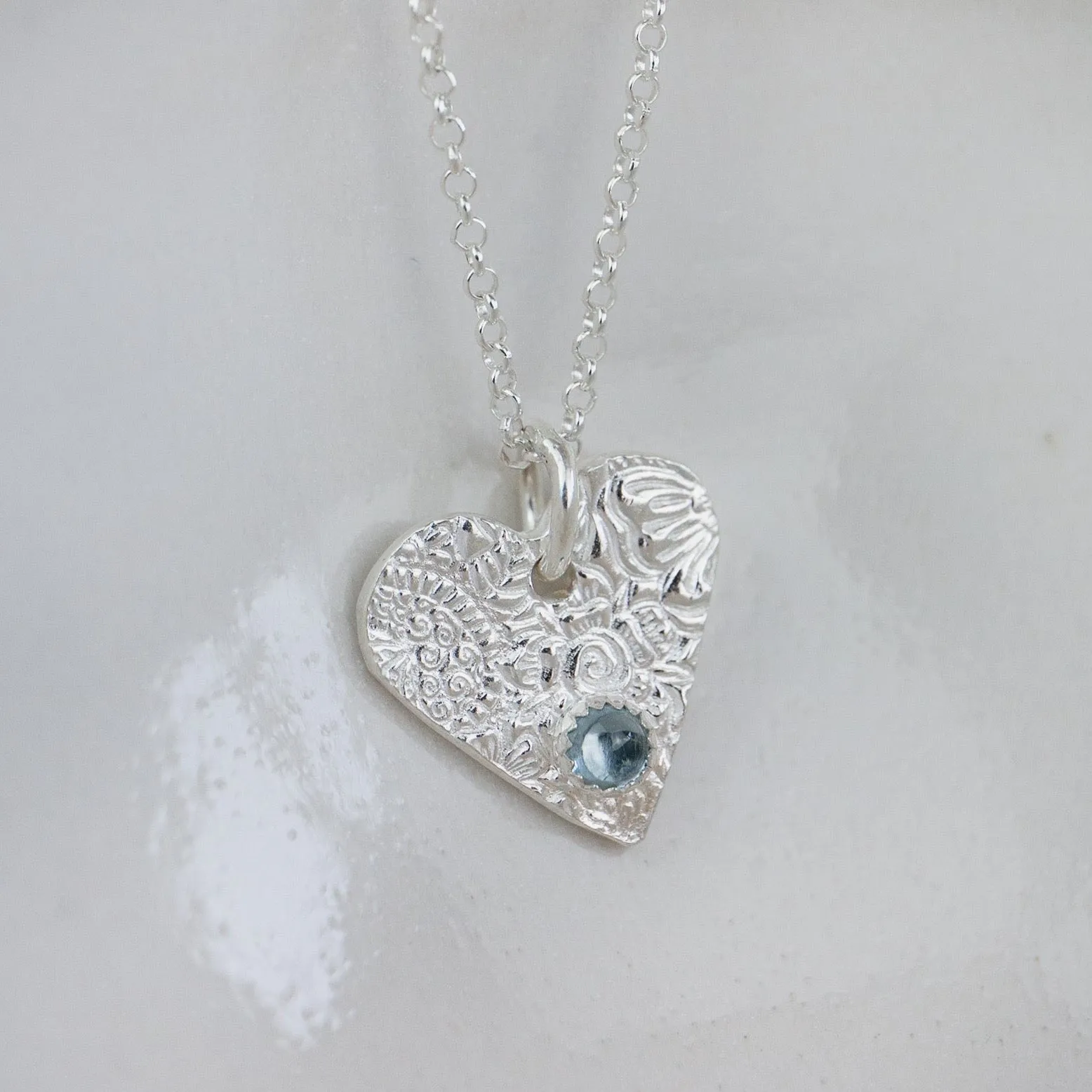 Sterling Silver Heart Charm Birthstone Pendant