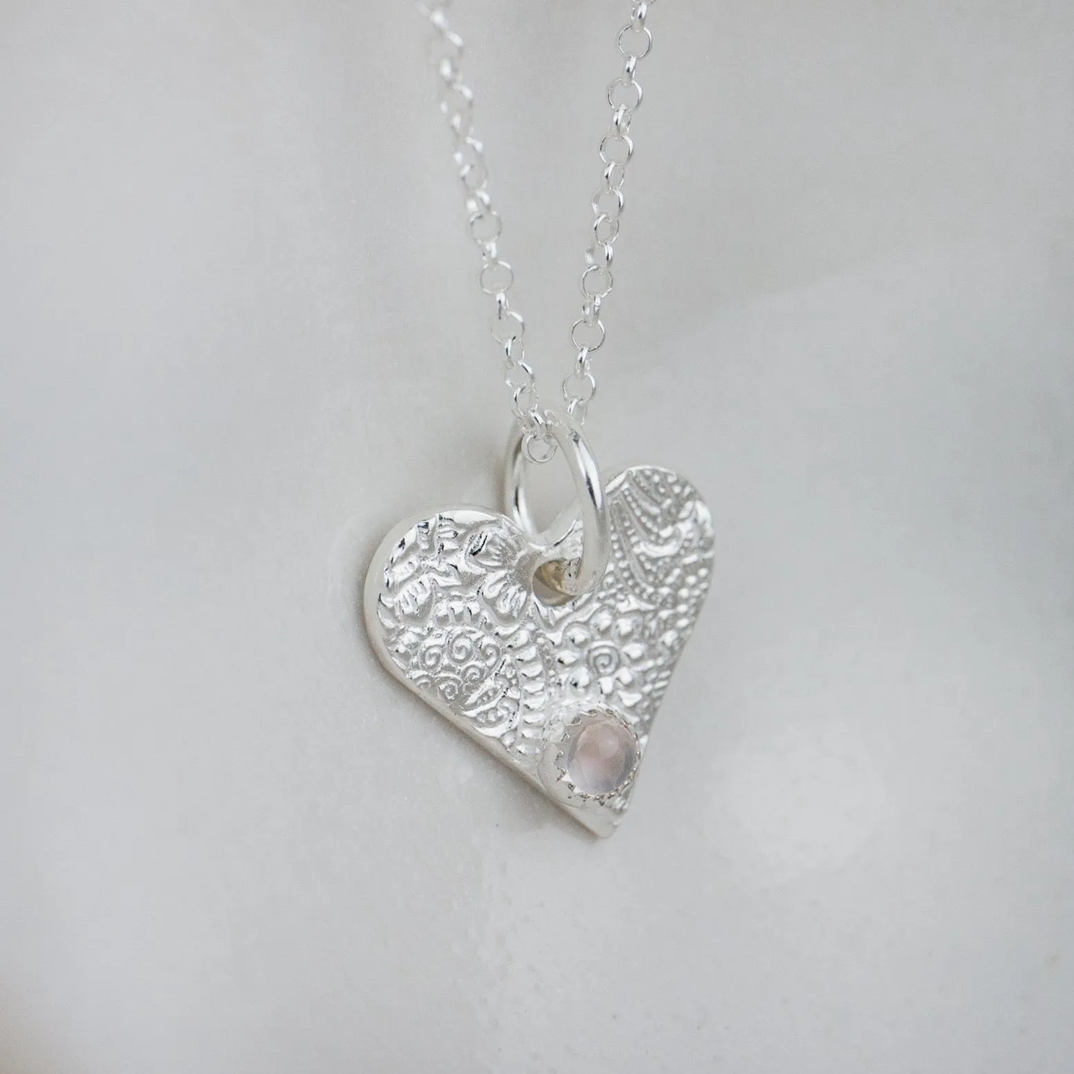 Sterling Silver Heart Charm Birthstone Pendant
