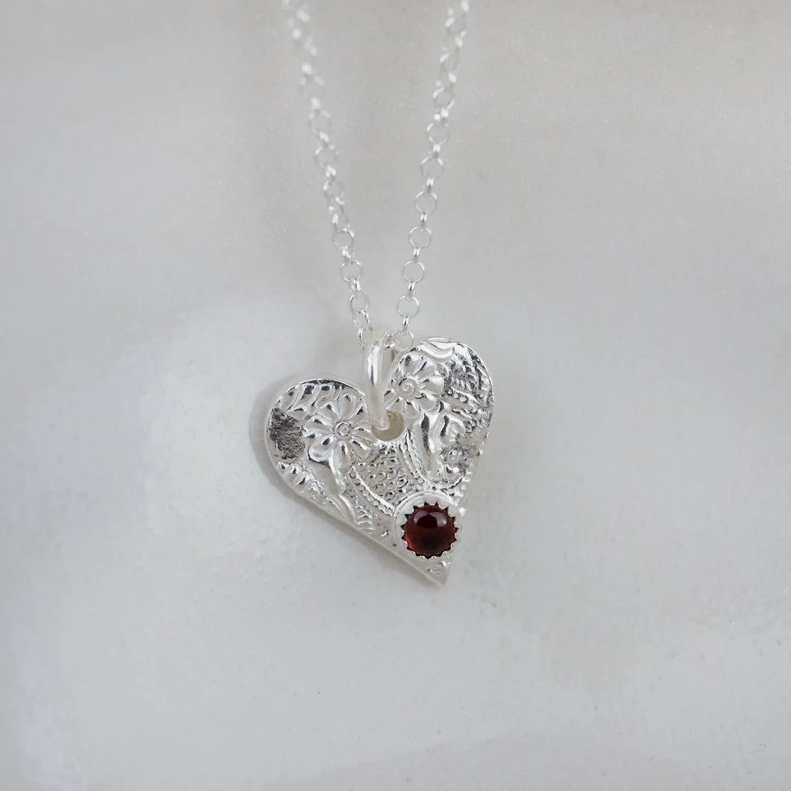 Sterling Silver Heart Charm Birthstone Pendant