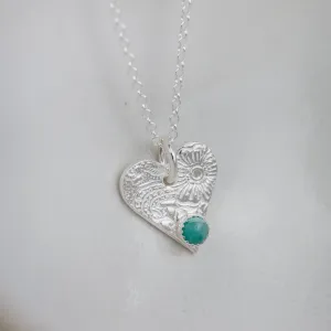 Sterling Silver Heart Charm Birthstone Pendant