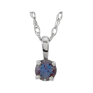 Sterling Silver Imitation Alexandrite "June" Birthstone 14" Necklace