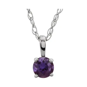 Sterling Silver Imitation Amethyst "February" Birthstone 14" Necklace