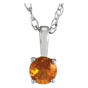 Sterling Silver Imitation Citrine "November" Birthstone 14" Necklace